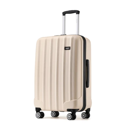 Lightweight ABS Hard Suitcase With Combination Lock 4-Wheel Trolley For Men And Women Ideal For Business Travel Available In 19 Inch Carry-On 24 Inch And 28 Inch Check-In Sizes Beige