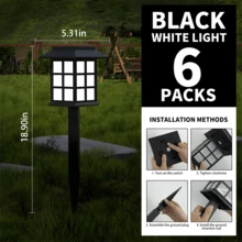 24/18/12/8/6/4/2-Piece Outdoor Solar Light White/Warm LED Landscape Courtyard Light, Cute Small House Design, 4-6 Hour Long-Lasting Outdoor Path Light IP43 Waterproof, Suitable For Sidewalks, Lanes, Courtyards And Lawns, Easily Adapting To Various Outdoor Weather Conditions. Solar Lights Outdoor Waterproof/Night Light/Lantern Light - 黑色 - 查看 14
