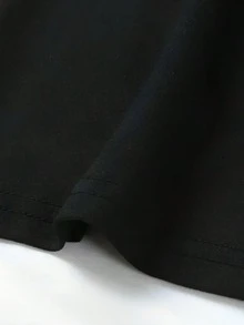 Plus Size Casual Lounge Dress, Women's Plus Eyelash & Letter Print Scoop Neck Racer Back Curve Hem Tank Sleep Dress - màu đen - Xem 4