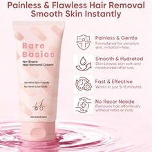 Bare Basics No Shave Hair Removal Cream For Women – Painless & Flawless Depilatory Cream For Body, Legs, Arms & Underarms, Gentle Formula With Vitamin E & Vitamin B5, Suitable For Sensitive Skin, Travel Essential, Skin Care Tools - Cream - View 4