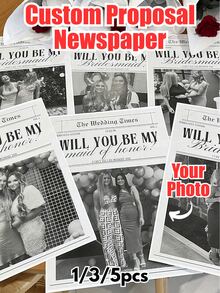 1/3/5 Tờ báo kỷ niệm cặp đôi tùy chỉnh - Ảnh và văn bản cá nhân hóa, Món quà hoàn hảo cho kỷ niệm ngày cưới, đám cưới, tình yêu xa, Quà tặng độc đáo cho bạn trai, người yêu, Đa chức năng, Trang trí, Tái sử dụng, Hiện đại, Nhiều màu sắc, Dễ thương, Cổ điển, Hoạt hình, Kawaii, Tùy chỉnh, Cá nhân hóa - Nhiều màu - Xem 1