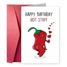 1张创意趣味生日贺卡 - 卡通植物设计，适合送给丈夫、妻子、女朋友、男朋友 - 英文文字，日常办公用品 - 彩色 - 查看 13