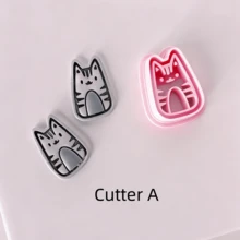 1/4件套可爱猫咪造型软陶切割器套装 – 粉嫩猫咪造型，波西米亚风手工工具，适用于DIY耳环、珠宝饰品及猫咪爱好者礼物 - 粉色 - 查看 12