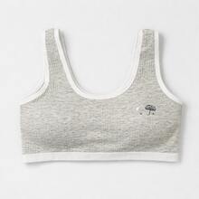 Set Of 3 Girls' Basic Printed Tank Top Bra Set With Removable Padding, Straps, Comfortable, Sizes 8-12 Years - Nhiều màu - Xem 5