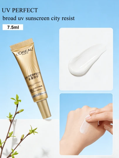 L'Oreal SPF50 PA++++ 哑光防晒乳液，日常面部防护，不油腻，轻盈透气，旅行装 7.5ml/0.25oz