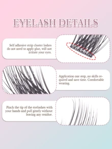 60簇自粘假睫毛，蓬松假睫毛簇，8-16毫米混合D卷度，预粘睫毛簇，无需胶水，单根假睫毛，自然妆效，棕色睫毛簇，无需胶水或卸妆产品，假睫毛，漫画风格假睫毛，送给女性和女孩的礼物，化妆工具 - D - 查看 4