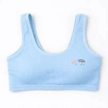 Set Of 3 Girls' Basic Printed Tank Top Bra Set With Removable Padding, Straps, Comfortable, Sizes 8-12 Years - Nhiều màu - Xem 8