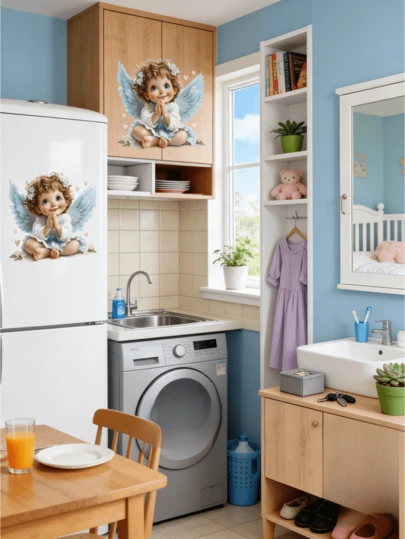 Easter Virgin Mary Wall Stickers, Winged Angel Wall Stickers, Cozy Home Decor INS-Style Stickers, Decorative Wall Murals For Bedroom Headboards And Living Room Backgrounds, PVC Stickers For Home Decoration. Wall Art, Room Decoration. Waterproof, Oil-Proof, Stain-Resistant Vinyl Stickers To Beautify And Decorate, Suitable For Easy DIY Home Decor In Kitchens, Bathrooms, Living Rooms, Bedrooms, Fireplaces, And Other Spaces.