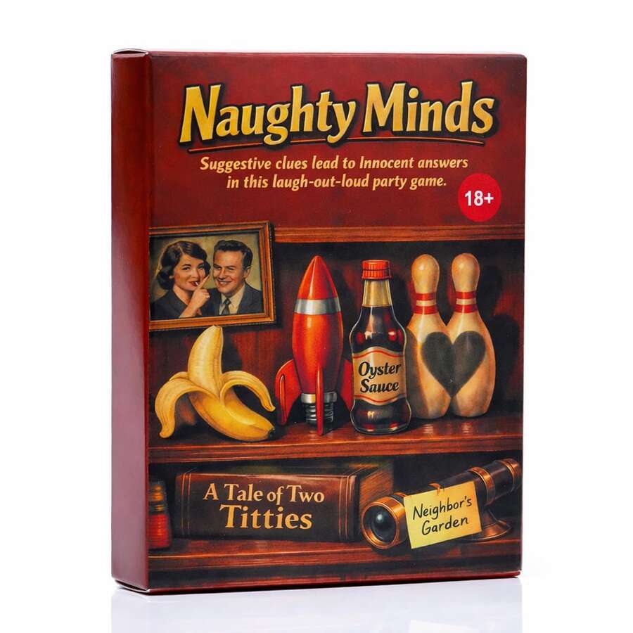 成人卡牌游戏“淘气心灵”，适合派对之夜和情侣游戏，包含暗示性词语猜谜挑战、双关语线索和干净答案，便携旅行装，趣味社交破冰游戏，单身派对礼物佳选 - 橘色 - 查看 1