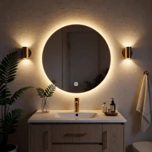 Bathroom Mirror With LED Lights Wall Mounted Mirror 3 Colors Memory Stepless Dimmable IP54 Waterpoof Touch Switch Smart LED Mirror - 50*50cm - View 1