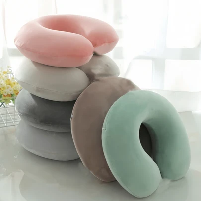 Almohada portátil cómoda y transpirable con forma de U, almohada de cuello para avión unisex, almohada de cuello suave adecuada para viajes, coche, hogar, oficina, avión y estudio, almohada de cuello inflable, equipo de viaje esencial para acampada de verano, suave