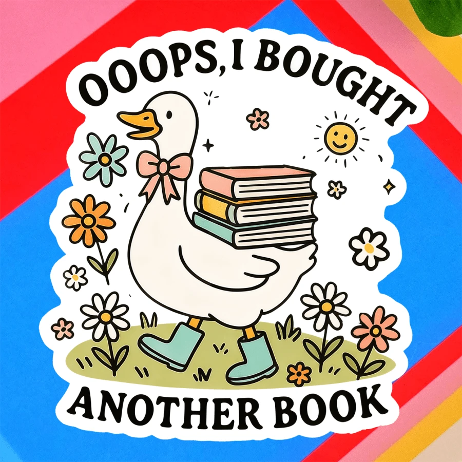 1PC 3 Inch Waterproof Outdoor PVC Removable Sticker - Funny Book Lover Quote Design With Duck Illustration For Laptop/Water Bottle/Car - Perfect Gift For Avid Readers/Students/Librarians,Oops I Bought Another Book Sticker, - 3*2.83 Inches - View 1