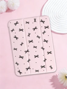 1个蝴蝶结图案扁平保护套，适用于10.2英寸、Pro 11英寸（2021/2020/第十代）、Mini 4/5/6、Galaxy Tab A8 10.5英寸（2022），带笔槽，防摔，平板电脑支架保护套（粉色） - 粉色 - 查看 1