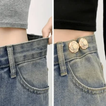 2/4Pairs Camellia Rose Jeans Tightening Brooch, Adjustable Button To Make Larger Size Smaller, No-Sew Removable Waist Buckle - Multicolor - View 6