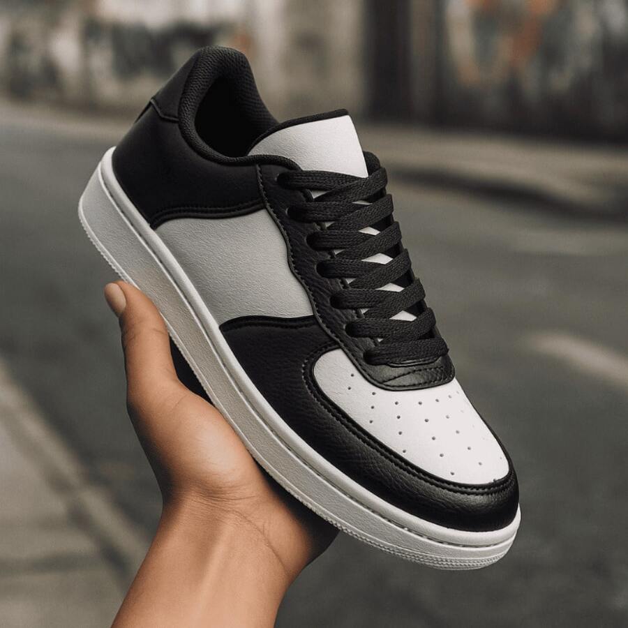Men's And Women's Casual Comfortable Everyday Sneakers - Sizes 34 To 43 - On - Không khí đen trắng - Xem 1