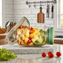 Leak-Proof Salad Container With Side Opening | Microwave, Dishwasher, Fridge - Sealed Lid, Polypropylene Material, Suitable For Lunch, Meal Prep, Travel - Multicolor - View 9