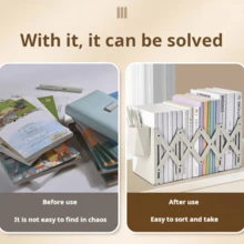 Adjustable Book Stand With Pen Holder, Desk Book Organizer Rack With Bookend Office Desk Accessories Desk Accessories Office Supplies Office Decor - Rectangle - View 2