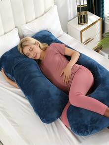 1pc Sleeping Pregnancy Pillow, U-Shaped Full-Body Pregnancy Pillow With Removable Pillowcase - Supports Pregnant Women's Back, Legs, Abdomen, And Hips, Pregnancy Pillow, Gray - Navy Blue - View 9
