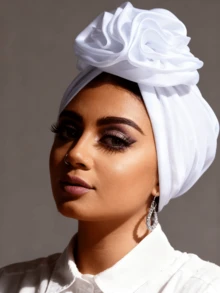 1pc New Satin Floral Headscarf Hat With Applique - Multicolor - View 19