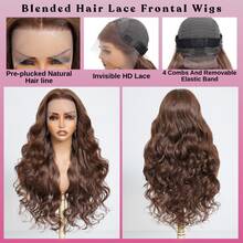 Put On And Go 200% Density 34 Inch Real Hair 5*5 13*4 13*6 Body Wave Lace Front Wigs - Pre Cutting Pre Pulling Pre Ironing Brazilian Virgin HD Transparent Lace Frontal Wigs Glueless - #4 Chocolate Brown No Glue Needed No Skills Lace Closure Wigs Frontal Glueless Wigs - Pre Plucked Pre Bleached Ear To Ear Body Wave Loose Wave - Brown - View 3