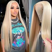200% Density 613# Blonde Straight 13*4 Transparent Ear To Ear Lace Front Hair Wig Pre Plucked Pre Bleached Wig Blended Human Hair Wigs- For Women Natural Hairline With Baby Hair 613# - S/613 - View 2