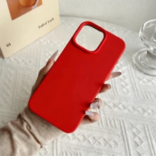 Bright Red TPU + Liquid Silicone Phone Case - Anti-Yellowing And Soft Protection Compatible With IPhone - Red - View 3