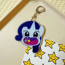 1pc My Little Pony Sweet & Cool Acrylic Shaker Keychain , Pinkie Pie, Fluttershy, Twilight Sparkle, Rarity, Apple Jack & Rainbow Dash Bubblegum Face Keyrings, Bag Charms For Women & Pony Fans - Multicolor - View 8