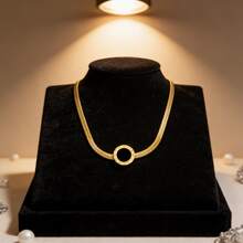 1 Set Vintage Minimalist Stainless Steel Women Jewelry Set With Roman Numeral Engraved Pendant, Suitable For Daily Wear, Commute, Vacation Or As Valentine's Day Gift For Her - Yellow Gold - View 7
