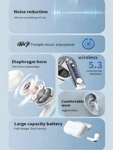 无线耳塞，真无线蓝牙耳机 - 兼容苹果和安卓系统，内置麦克风，防汗，白色 - 彩色 - 查看 8