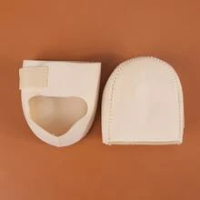 QKC 1 Pair Unisex Heel Cushion Pads, Shock Absorbing, Leg Pressure Relief, Adjustable Strap, Anti-Slip Insoles - Beige - View 4