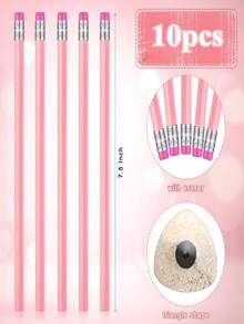 1/4/8/12/20pcs Pink Wooden Wedding Pencils With Erasers, Triangular Grip Wooden Wedding Pencils, HB Graphite Pencils With Erasers, Suitable For Back To School, Drawing, Sketching, Bridal Shower, Office Supplies (Pink) - Pink - View 15