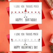 1张趣味心形“我爱你这么多”卡片，适合母亲节、情人节、圣诞节、生日等场合，向妈妈、朋友、丈夫、男友、妻子、女友、家人、兄弟姐妹、父母、伴侣、同事、同学、爱人和挚友表达爱意。圣诞礼物。 - 彩色 - 查看 9