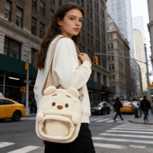 Miniso New Disney Winnie The Pooh Series Cartoon Cute Backpack, Large Capacity Shoulder Bag Crossbody Bag, Suitable As Gift Or School Bag - Beige Large - View 7