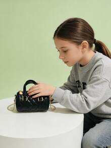 儿童包，菱形刺绣手提包/单肩包，节日礼物，可装手机，春秋新款包包，半圆形小女孩时尚包，公主包，女孩链条包，时尚迷你包，超可爱手提包，圣诞礼物，生日礼物，糖果包，口红包，个性化小包，街头小吃包，饰品收纳包，金色、银色、黑色、白色可选 - 彩色 - 查看 7