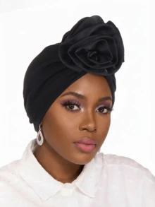 1pc New Satin Floral Headscarf Hat With Applique - Multicolor - View 13