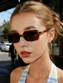 1 pereche de ochelari de soare la modă cu ramă dreptunghiulară compactă, potriviți pentru vacanță, călătorii, sport, condus, festivaluri, plajă, festivaluri de muzică, excursii în aer liber, accesorii de vară, sărbători, ieșiri în familie, ținute elegante, accesorii stil stradal, sport, petreceri, activități în aer liber, stil stradal, pescuit, vacanță de vară la plajă, activități în aer liber, călătorii, înapoi la școală, look universitar. - Portocale - Vizualizare 4