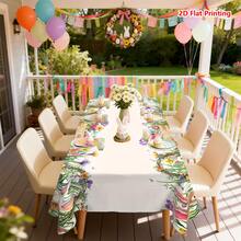 1/20 piezas Mantel con tema de Pascua, mantel con patrón de flores y huevos de Pascua con conejitos, mantel de Feliz Pascua, decoración de mesa de comedor con tema de primavera, decoración del hogar, regalo de Pascua - Multicolor - Ver 18