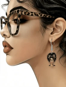 2pcs Fashion Curly Hair & Leopard Bow Pendant Earrings, Stylish & Lightweight, Elegant Gift, Suitable For Daily And Party Wear, All Seasons - A - View 2