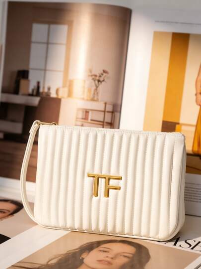 Tom Ford White Material Wristlet Handbag Tote Shoulder Bag