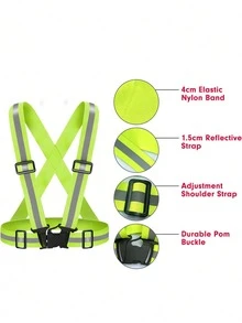 1pc Reflective Vest, Elastic Reflective Strips, Reflective Clothing, Suitable For Night Running, Cycling, Walking, All Season, Reflective Running Vest - Multicolor - View 9