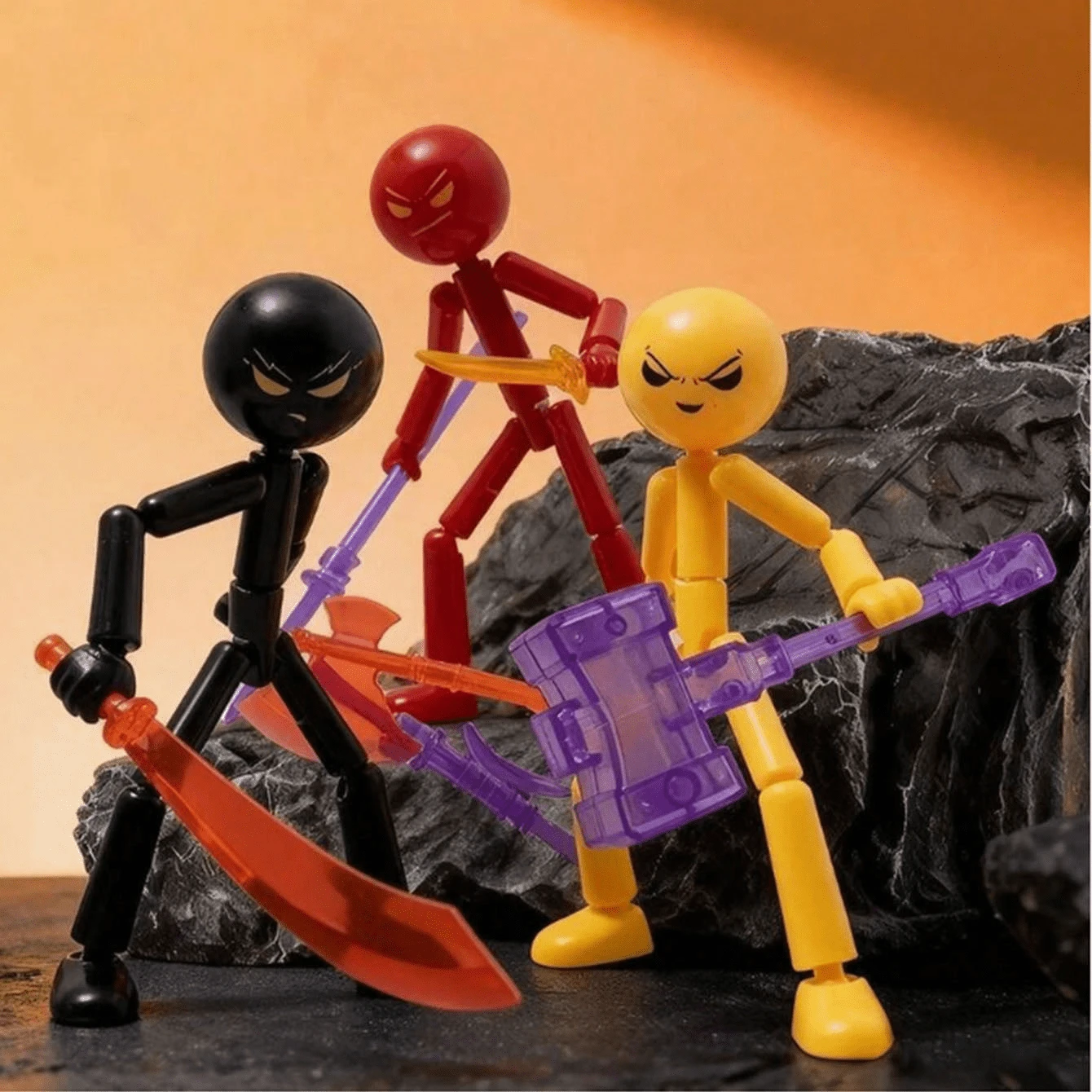 1pc Posable Articulated Matchstick Figure, Cool Rampage Fighting Soldier Buildable Toy Model, Stress Relief Toy, Action Figure - Multicolor - View 1