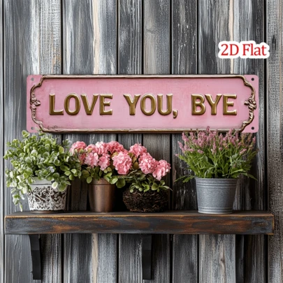 1 件复古“爱你，再见”金属标牌 | 粉色，4x16 英寸，壁挂式，无需电源，非常适合玄关、走廊或客厅，是乔迁或情人节的绝佳礼物，家居装饰主题