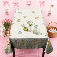 1/20 pièces Nappe thème de Pâques et printemps, motif d'œufs de Pâques et de lapin, convient pour les rassemblements de fête, la cuisine, la décoration de salle à manger, la décoration de fête de printemps/été, la décoration de Pâques, cadeau de Pâques - Multicolore - Voir 8