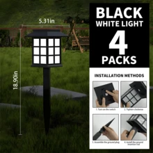 24/18/12/8/6/4/2-Piece Outdoor Solar Light White/Warm LED Landscape Courtyard Light, Cute Small House Design, 4-6 Hour Long-Lasting Outdoor Path Light IP43 Waterproof, Suitable For Sidewalks, Lanes, Courtyards And Lawns, Easily Adapting To Various Outdoor Weather Conditions. Solar Lights Outdoor Waterproof/Night Light/Lantern Light - 黑色 - 查看 18