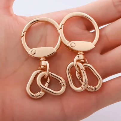 2个旋转扣，金属龙虾扣带钥匙圈，适用于制作钥匙链、DIY工艺品、汽车装饰、包包挂饰、哥特/Y2K风格装饰