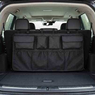 8-Pocket Car Trunk Hanging Storage Organizer Bag / Optional Storage Box, Multi-Function Seat Back Storage Net Bag, Large Capacity Classified Car Backseat Hanging Storage Bag, Essential Travel Organizing Accessory