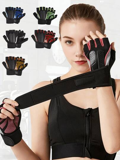 1Pair Fitness Anti-Slip Half-Finger Gloves,Suitable For Cycling,Riding Motorcycle And Skiing,Women's Fitness Wrist Gloves, Weightlifting Dumbbell Protective Gear, Pull-Up Anti-Slip Exercise Gloves For Men,Unisex