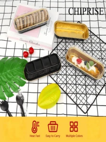CHIPRISE 60-Piece Mini Loaf Pan Set (30 Pans + 30 Lids) Mini Cake Pans For Baking Aluminum Foil Bread Pans Bread Baking Pans Mini Cake Containers With Lids Ideal For Parties, Picnics, Holidays, And More Available In Multiple Colors - Black and Gold - View 4