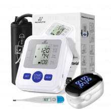 Digital Pulse Oximeter + Digital Blood Pressure Monitor + Thermometer, Three-Piece Set. - 淺藍色 - 查看 1