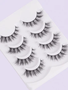 4 pares de pestañas de poodle con líneas negras desordenadas, aptas para uso diario - Negro - Ver 2